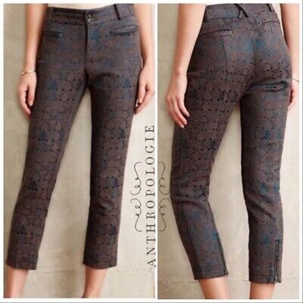 Anthropologie Cartonnier Charlie Zipper Ankle Pants 0 XS Extra Small Grey Blue